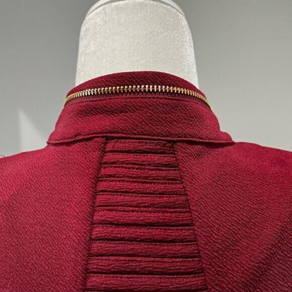 NEW Michel Cropped Open Zipper Lattice Panel Casual Layering Blazer Jacket M NWT - Picture 5 of 14